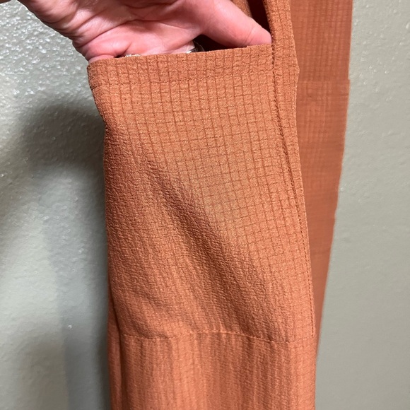 Women's Lightweight Waffle Weave Oversized Rust Jumpsuit / Onesie Boho Vacation - Picture 4 of 7